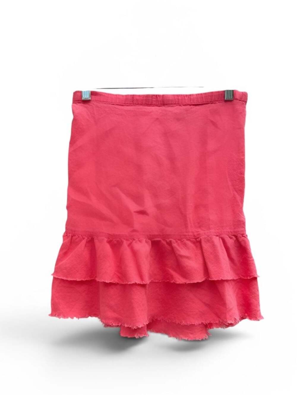 Vintage Old Navy Low Waist 100% Linen Tiered Ruffle Skirt Pink - Picture 2 of 2